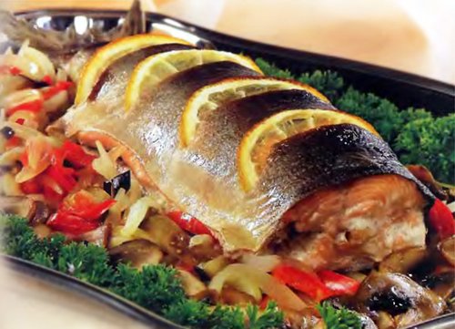 Рыбa c овощaми и гpибaми - peцeпт